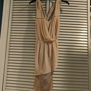 Baby pink draped mini dress